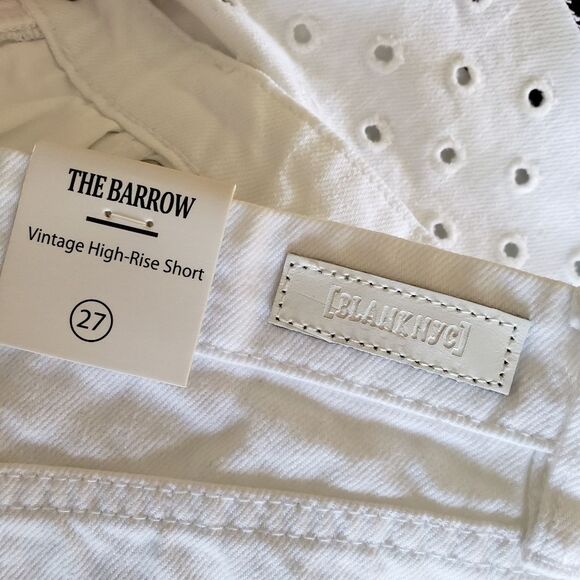 BLANKNYC The Barrow Vintage High Waist Eyelet Raw Hem Denim Shorts White Size 27 - Picture 10 of 13